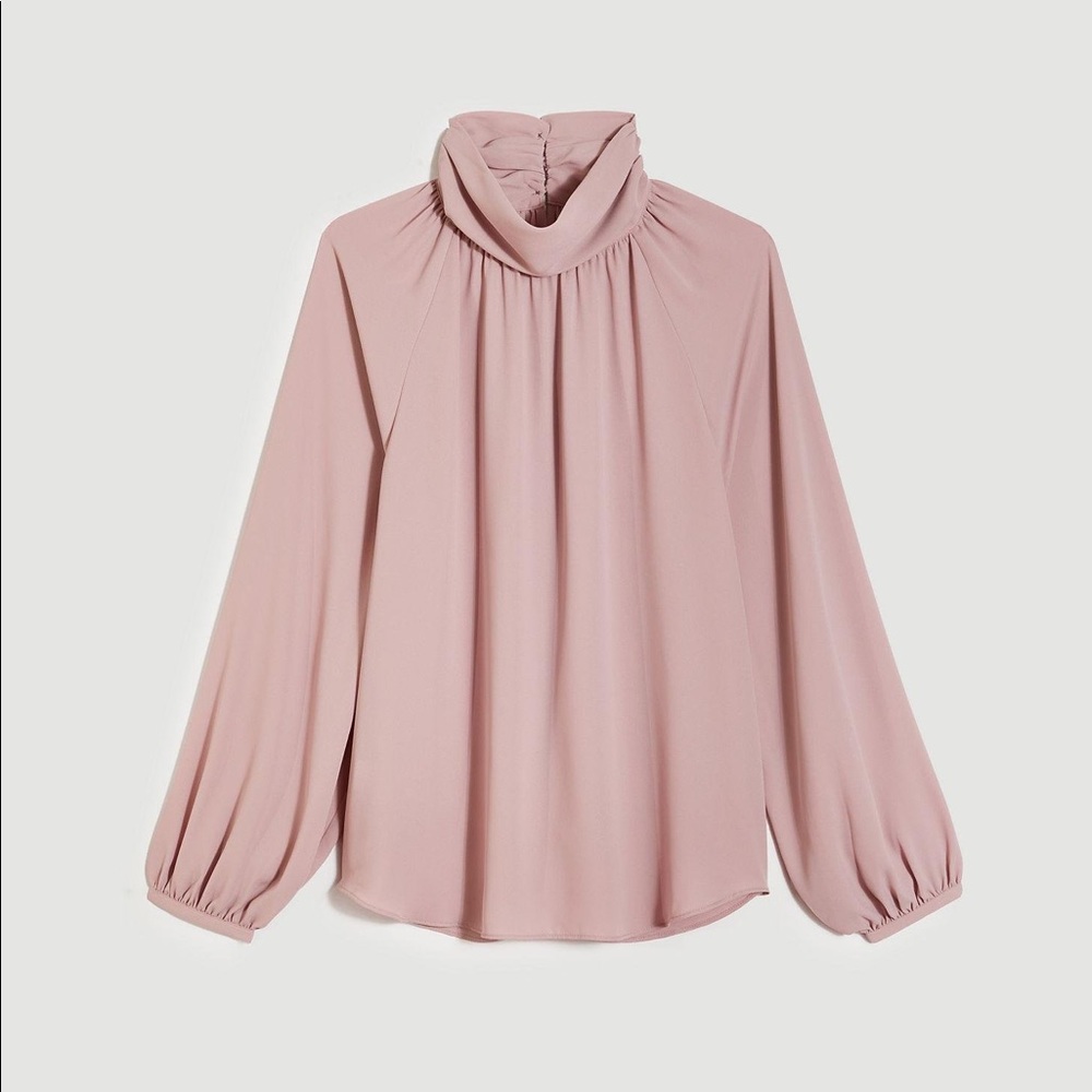 Ann Taylor Shirred Mock Neck Top
